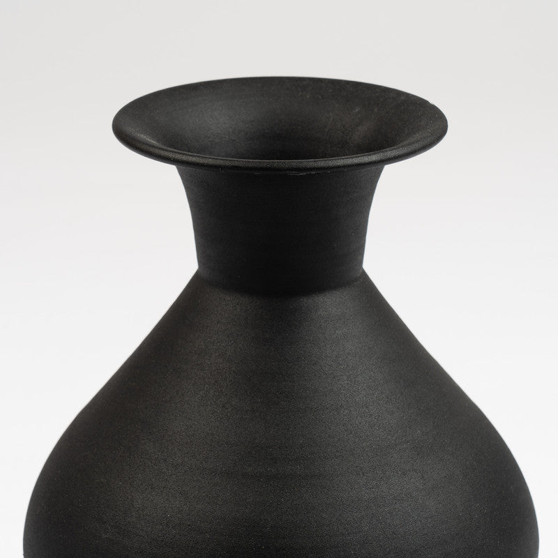 Matt Black Metal Vase 30.5cm